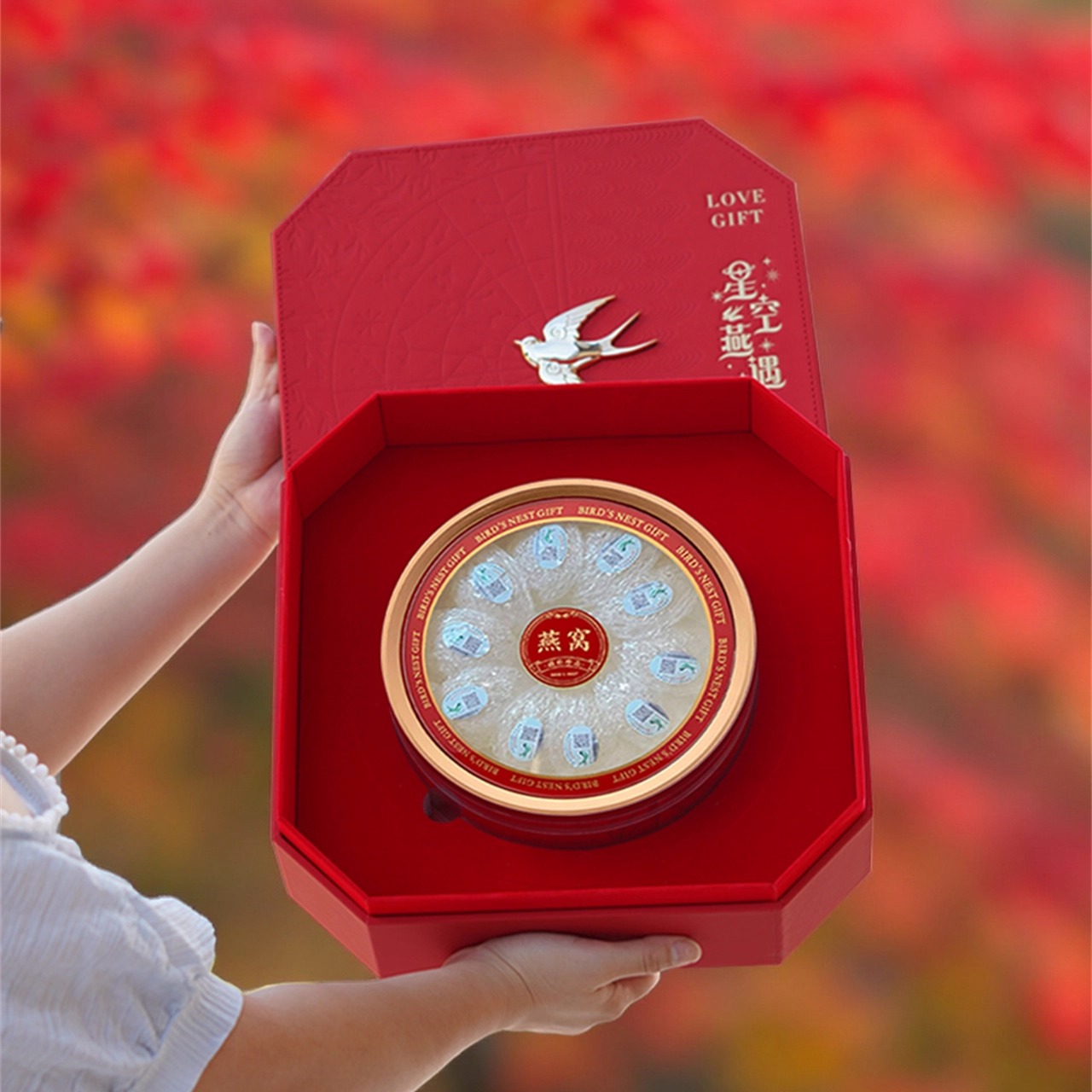 红色燕窝皮盒亚克力燕窝包装盒