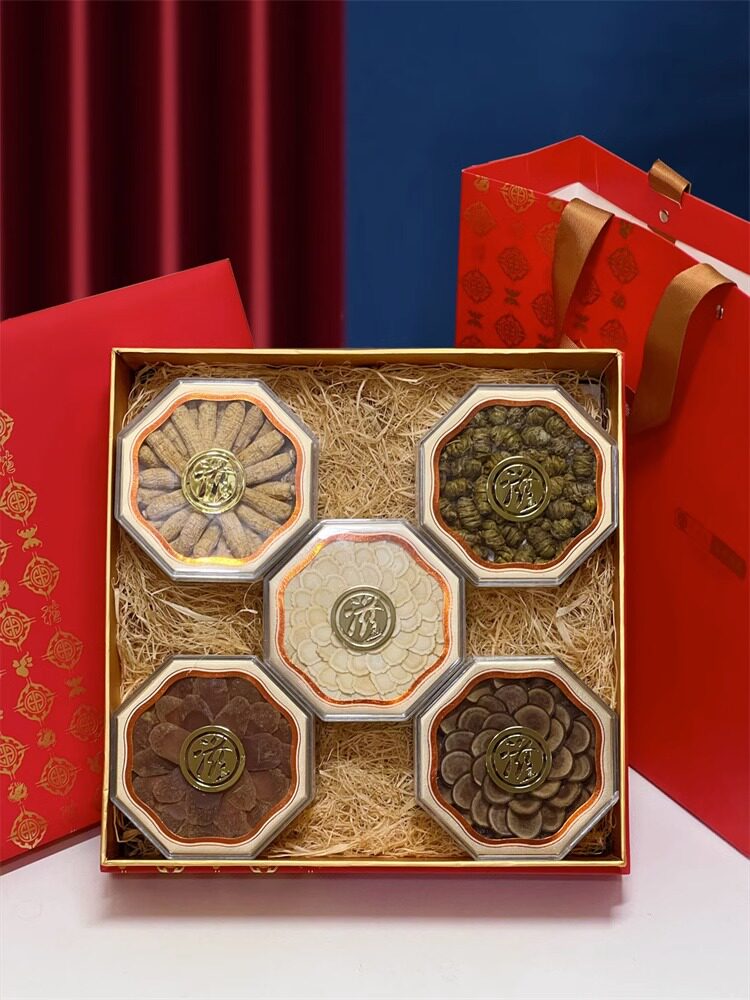 新款高级感中国红礼包装盒送礼滋补品参茸红参高丽参包装盒礼盒