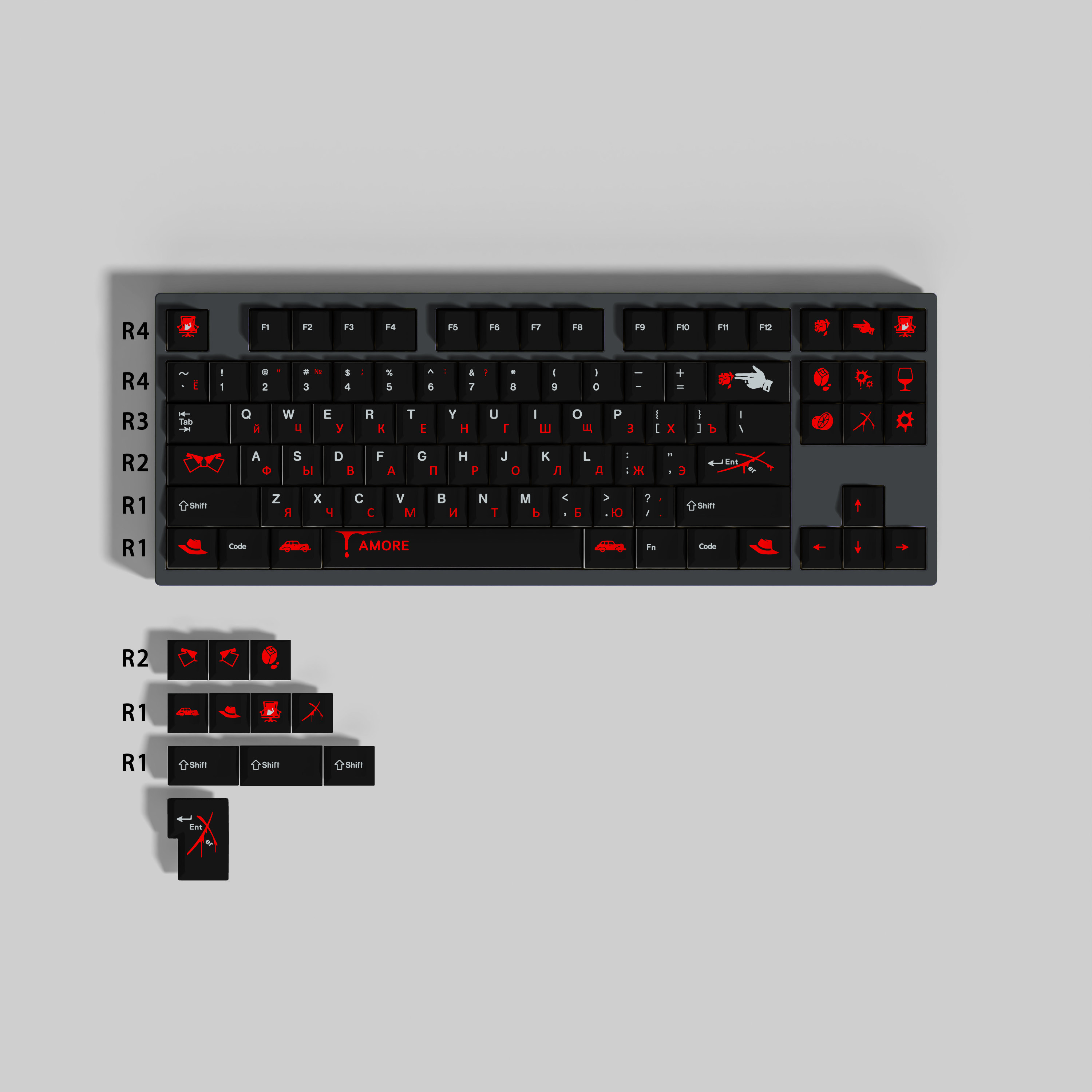 梦键键帽小配列适配常规87键及以下配列机械键盘帽性价比男生女生