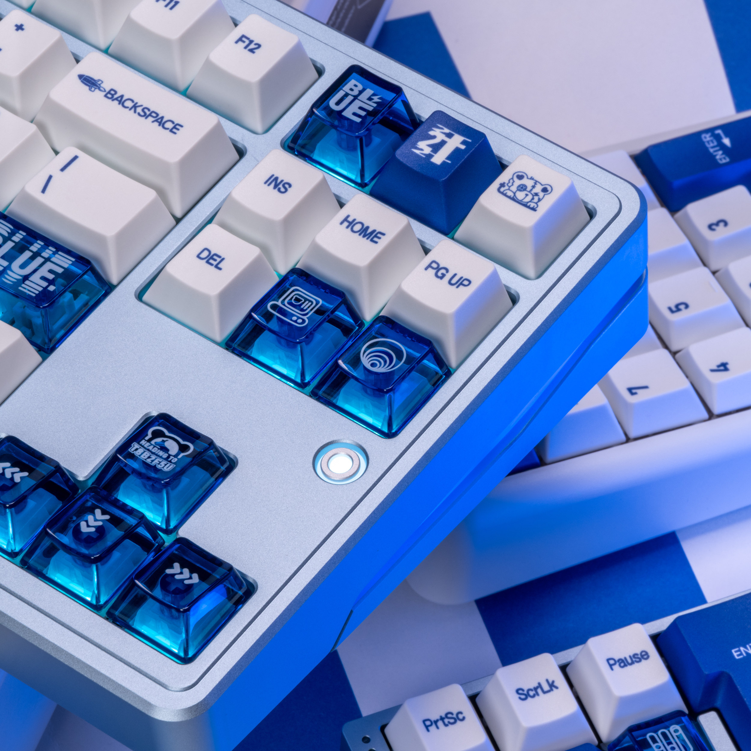 梦键2T Blue白蓝键帽原厂高度PBT材质热升华工艺PC客制化DIY键盘图片