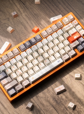 梦键天气键帽原创PBT热升华机械键盘键帽wave75黑烟橙 雨75星云橙