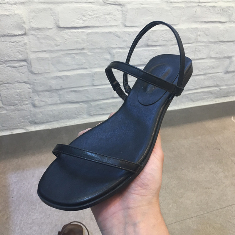 2025夏季新款时尚百搭一字带韩版真皮女鞋平底防滑细带凉鞋女露趾,女鞋,时装凉鞋,淘宝优惠券,粉丝福利购,淘宝优惠卷