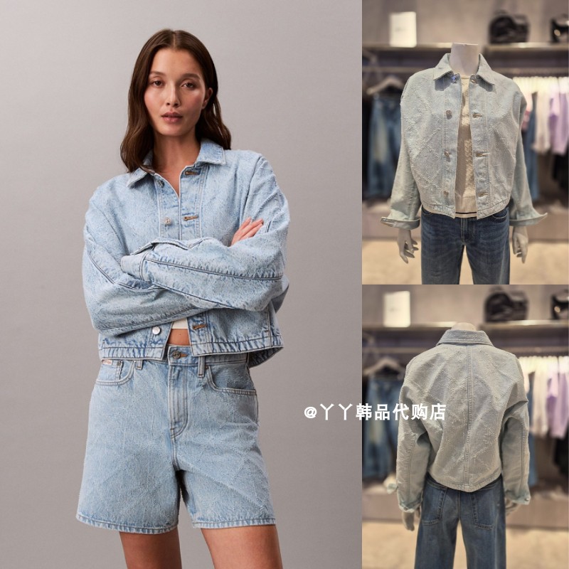 CK JEANS 韩国正品直邮代购26春47F496G女士时尚AOP牛仔夹克外套