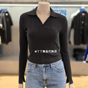 CK JEANS 韩国正品直邮代购24秋J224946女士时尚翻领长袖休闲T恤