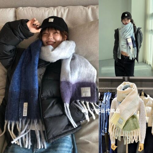 CK韩国代购男女羊毛混纺保暖围巾