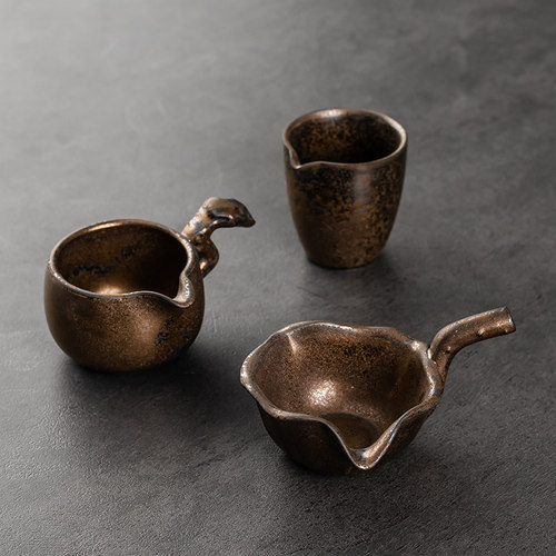 日式复古如意铁锈茶具配件公道杯