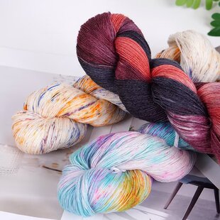 手染丝光羊毛开司米纯毛细线真丝马海毛配线多股羊毛三七彩色毛线