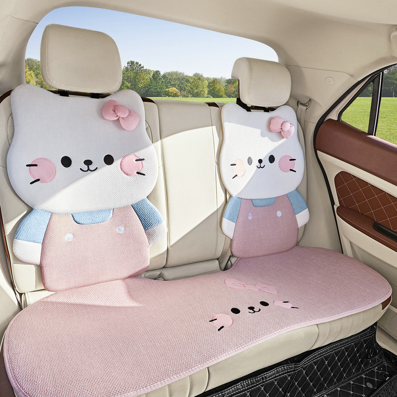 亚麻汽车坐垫四季通用透气女士卡通可爱2026新款秋冬季座椅套夏季