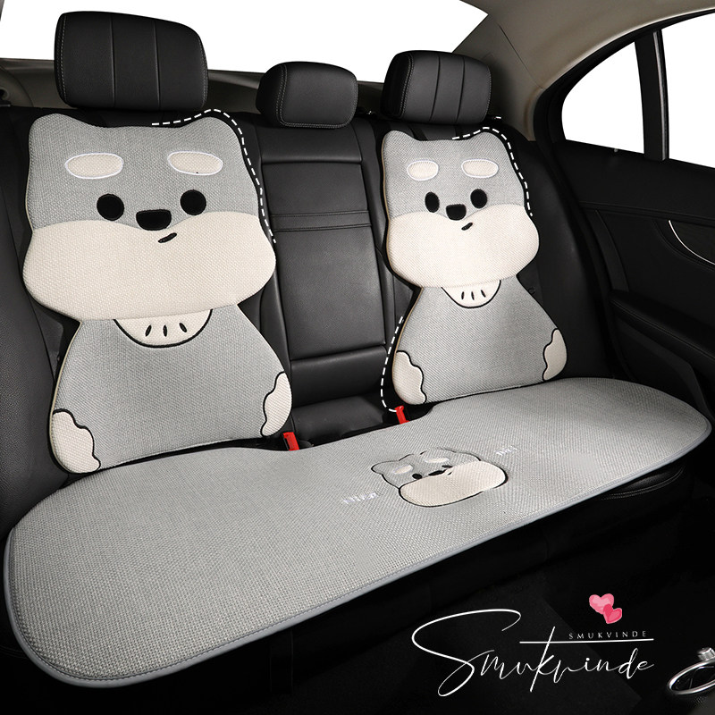 适用于吉利星愿亚麻秋冬汽车坐垫四季通用可爱后排座垫夏季座椅套