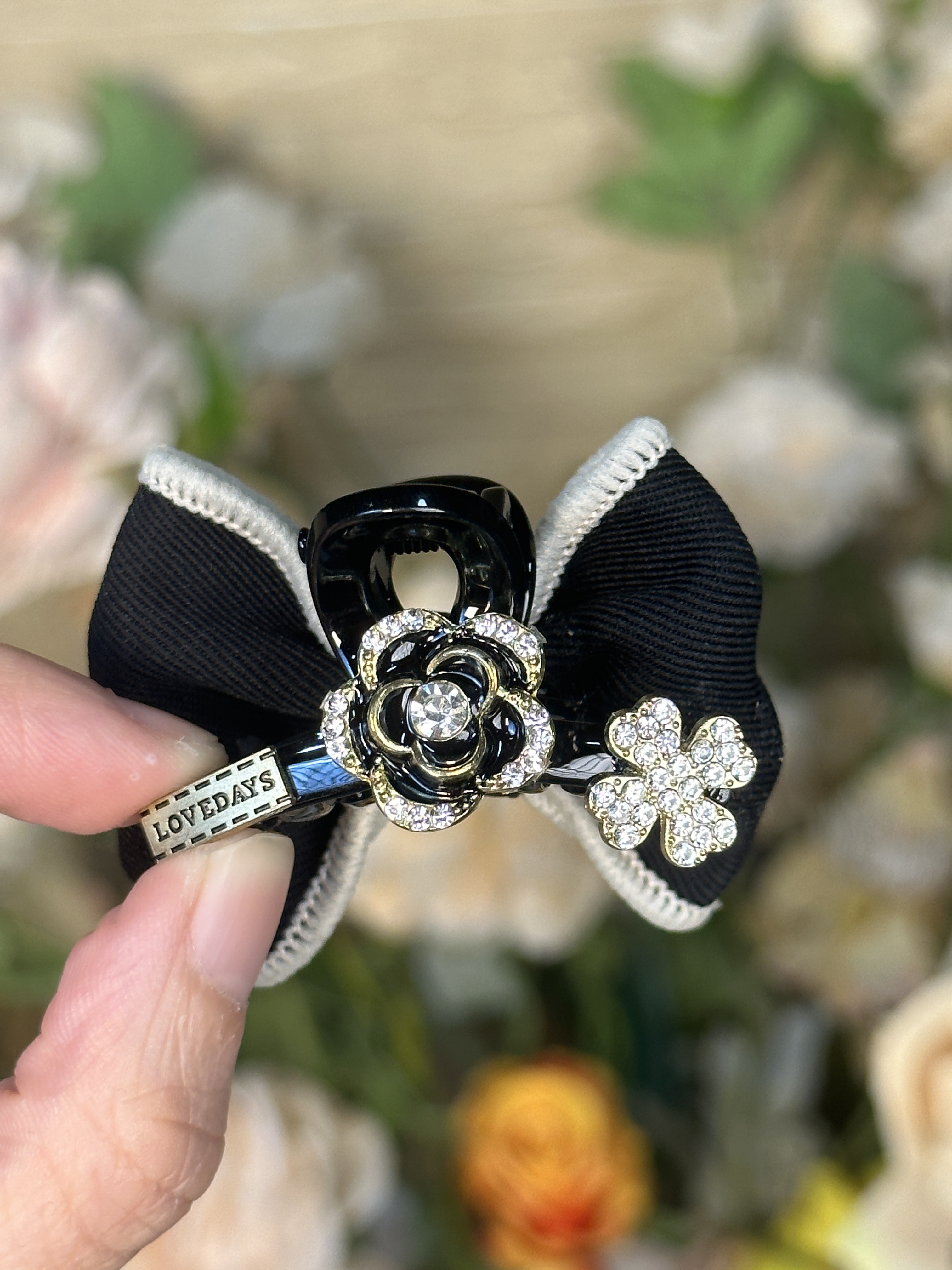 山茶花AB面蝴蝶结布艺发夹侧边刘海夹前额发卡夹子小号抓夹边夹