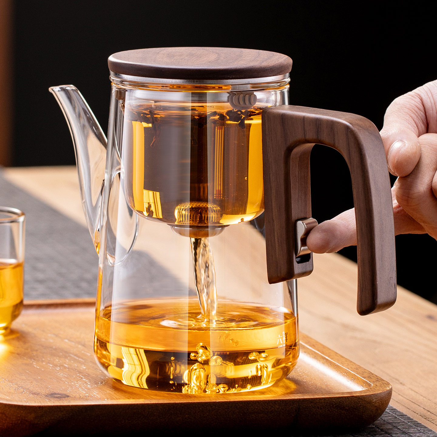 2026新款飘逸杯泡茶壶茶水分离杯耐热磁吸核桃木手过滤冲茶器茶具