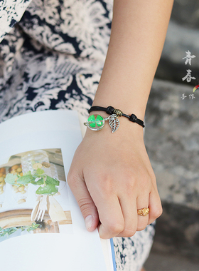 蒲公英植物标本手绳环幸运四叶草