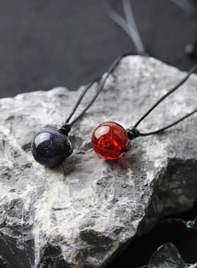 简约琉璃转运珠项链潮酷百搭男女