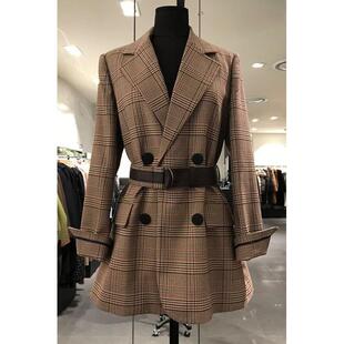 格子年秋冬小时尚2025感加厚新款系带西装外套上衣高级收腰女加棉