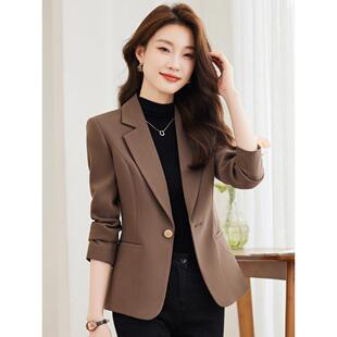 感收腰小新款上衣修身咖色女2026西装外套女士春秋高级小个子西服