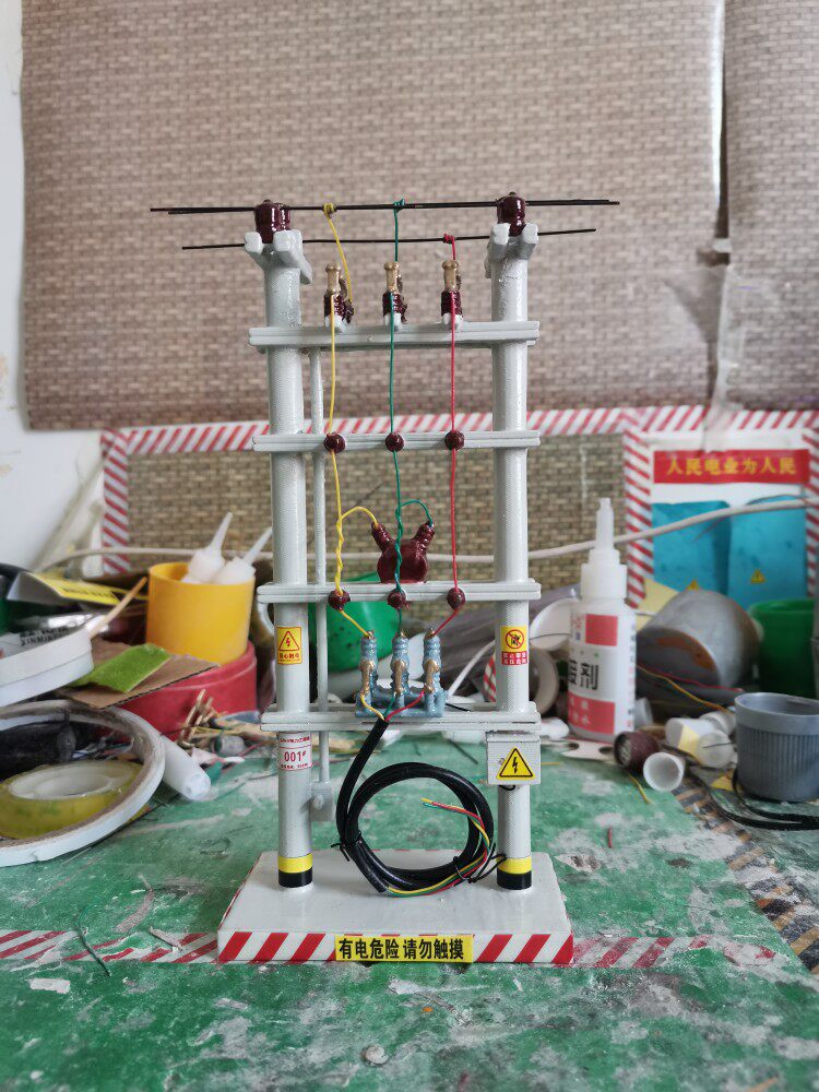 双杆分支开关台架变压器线路模型玩具摆件送客户领导办公教学教具
