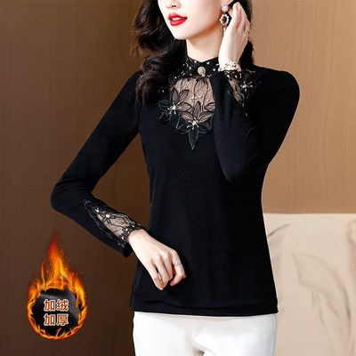 蕾丝打底衫网纱娃娃领上衣网纱