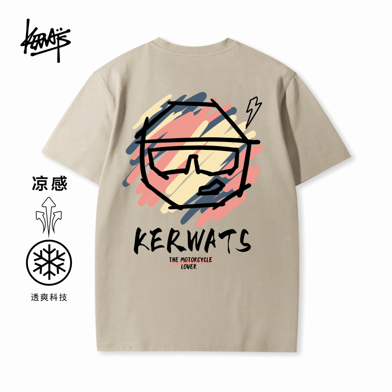 KERWATS可维斯品牌大码男女情侣无性别涂鸦头像印花凉感冰丝短袖