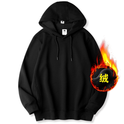 百搭大码肥佬加绒连帽卫衣纯色