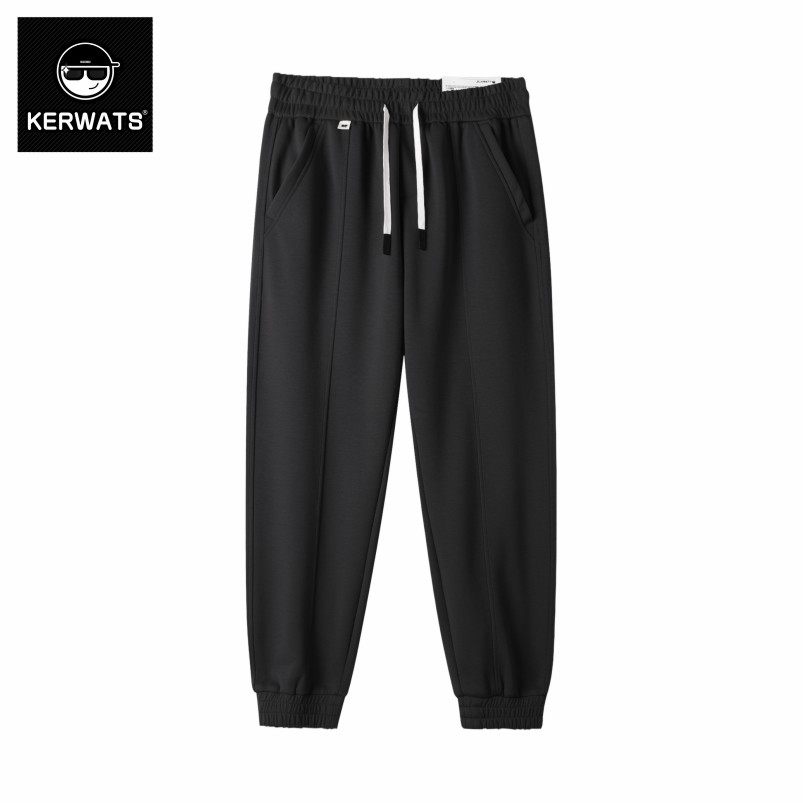 KERWATS大码韩版潮流弹力休闲裤松紧腰头百搭锥形秋季束脚长裤男