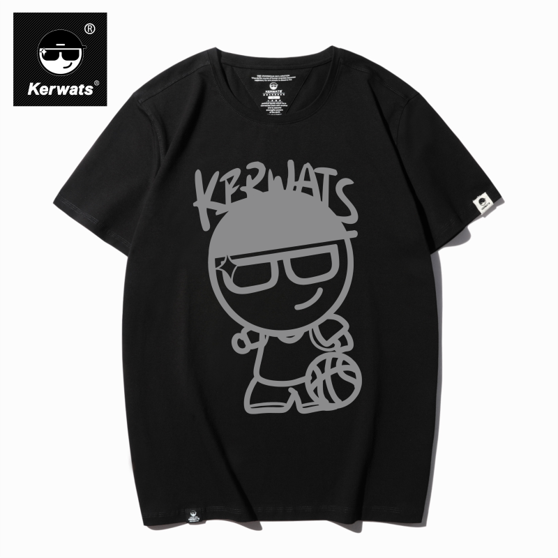 KERWATS可维斯品牌大码男女情侣卡通篮球小人印花夏季圆领短袖T恤