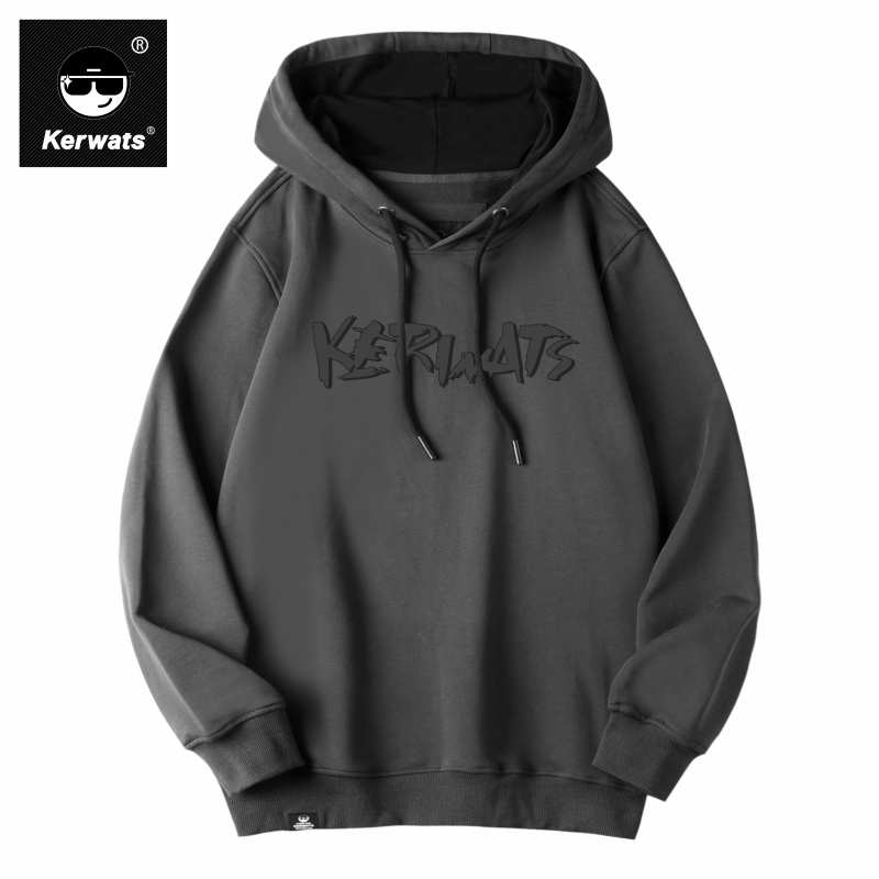 KERWATS可维斯品牌大码男女新年无性别英文印花美式大红帽衫卫衣