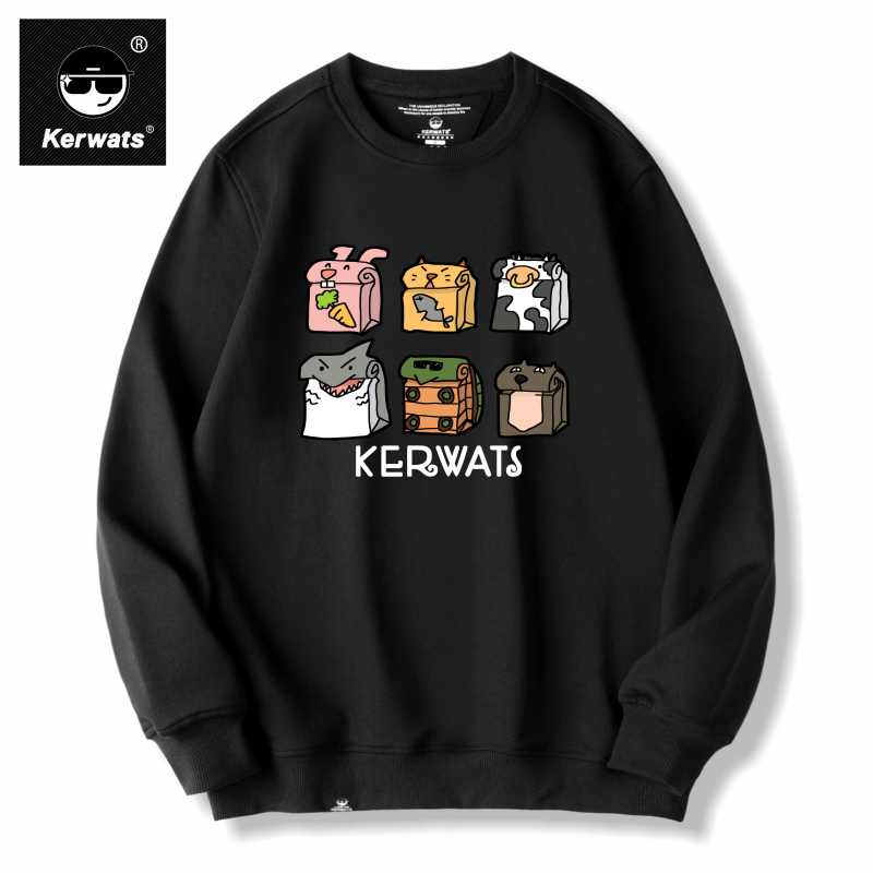 大码无性别卫衣卡通圆领印花