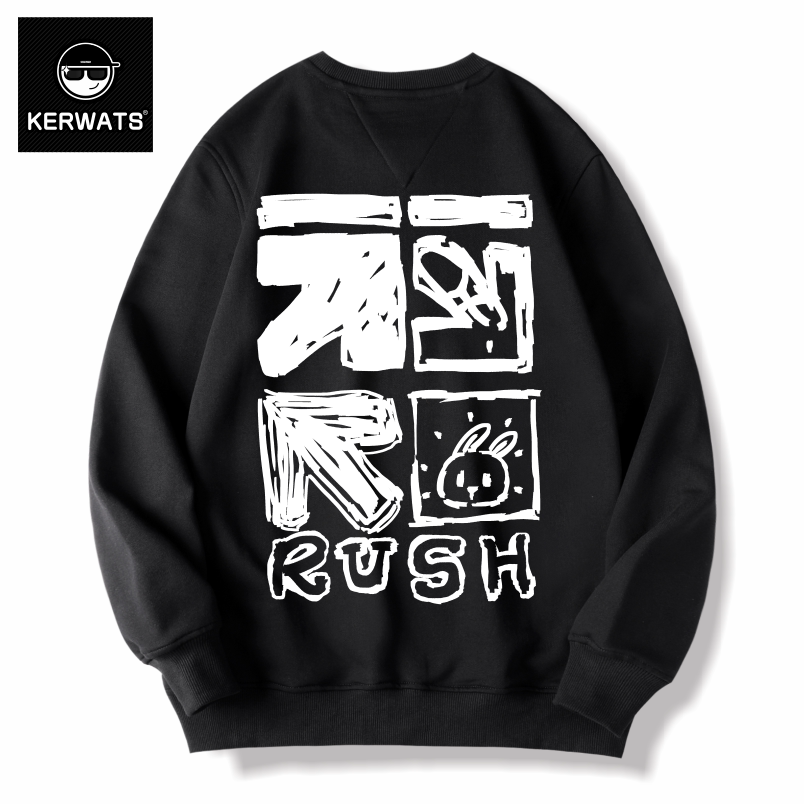 KERWATS可维斯品牌大码男女情侣无性别箭头兔子印花韩版宽松卫衣