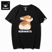 T恤 圆领短袖 KERWATS可维斯品牌大码 男女情侣柯基小狗印花95棉新款