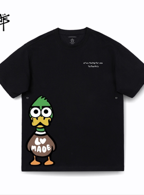 KERWATS/可维斯品牌CUTE EYES系列鸭子卡通印花男女情侣落肩短袖