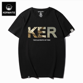 胖子百搭圆领休闲T恤 t恤学生原宿风字母体恤大码 KERWATS男士 短袖