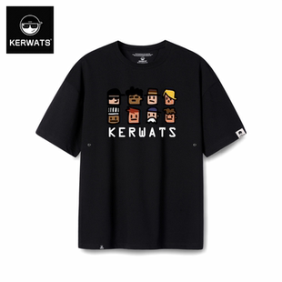 KERWATS学生圆领卡通头像印花t恤加肥加大无性别男女夏季 休闲短袖