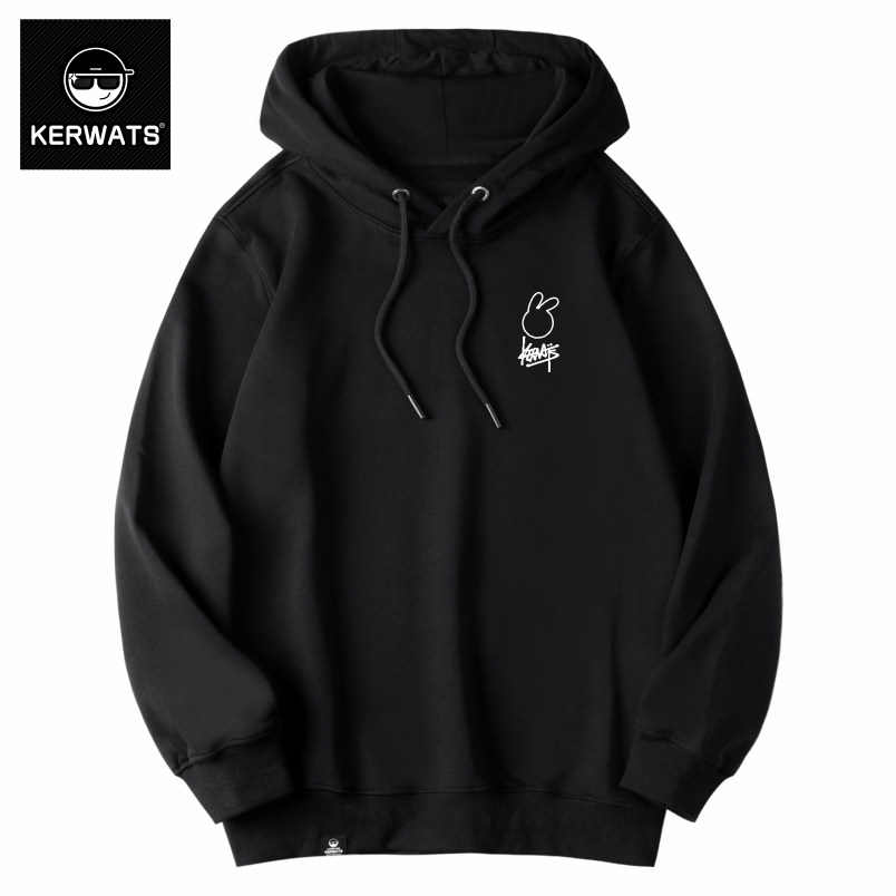 KERWATS韩版潮流兔子字母胸花大码套头针织衫无性别男女卫衣连帽