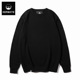 KERWATS大码 秋冬纯棉黑色圆领毛衣加肥加大打底衫 宽松针织衫 男士