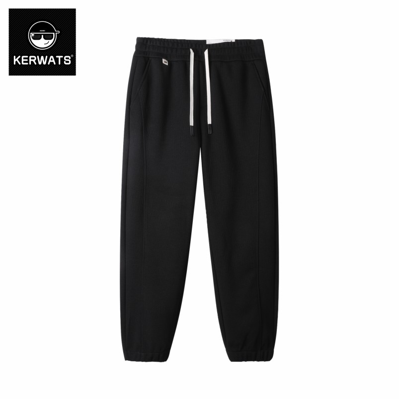 裤大码束脚长裤弹力方格锥形新款