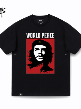 KERWATS切格瓦拉t恤人物头像印花大码男女情侣无性别纯棉落肩短袖