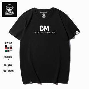 KERWATS品牌大码男女情侣英文印花潮流宽松型95棉夏季圆领短袖T恤