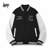 KERWATS学生宽松潮牌字母胸花学院风外套男女同款 纯棉棒球服 秋季