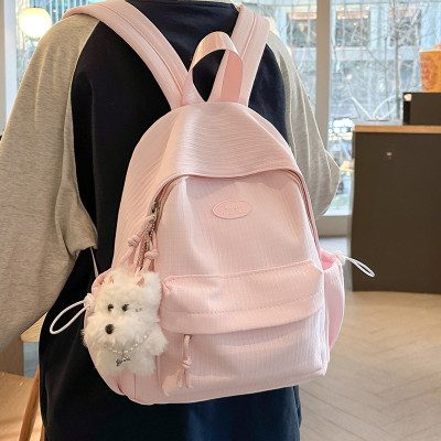 日系ins纯色百搭书包女森系背包