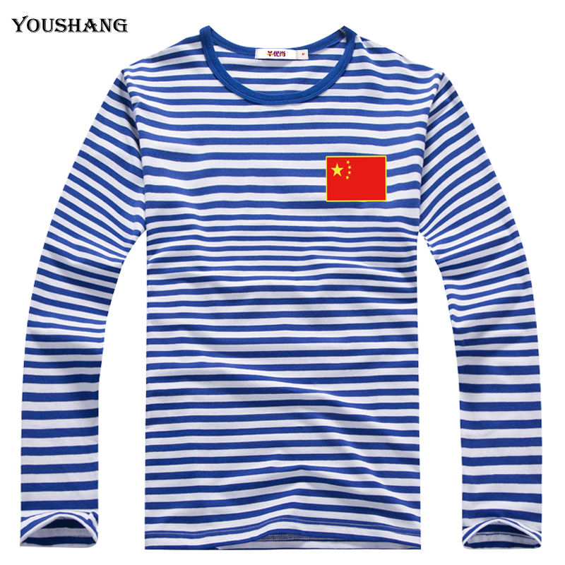 Biển linh hồn áo sơ mi retro dài tay nam t-shirt vòng cổ cotton đề cuff hải quân áo thêu tùy chỉnh đồng chí đảng