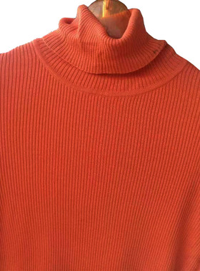 阴条纹针织衫秋冬高领桑蚕丝羊毛打底衫修身女装橙色包邮反季大促