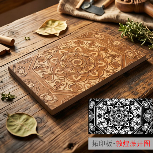 敦煌藻井图古法印刷木版画印染板