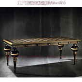 激光拼花餐桌 轻奢长方形饭桌西班牙进口款 欧式 实木餐桌椅组合法式