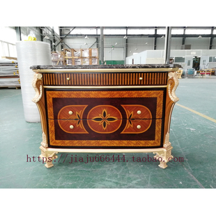 法式玄关柜高定客厅欧式实木进口门厅桌意大利进口大理石装饰边柜