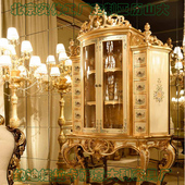 饰柜手绘酒柜 酒柜实木雕花意大利进口双门装 法式 酒柜轻奢宫廷欧式