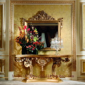 饰台意大利蓝色面玄关 实木雕刻门厅装 法式 玄关桌金箔镂空客厅欧式