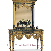 饰台意大利蓝色玄关桌 实木进口门厅过道装 法式 玄关柜金箔客厅欧式