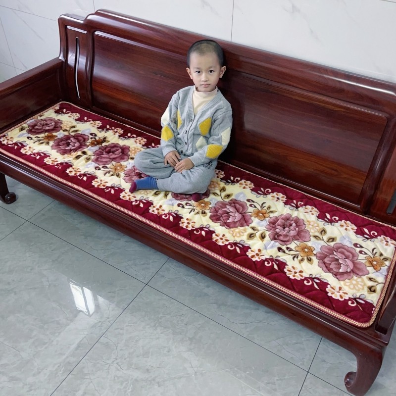 实木沙发垫冬季防滑毛绒加厚中式