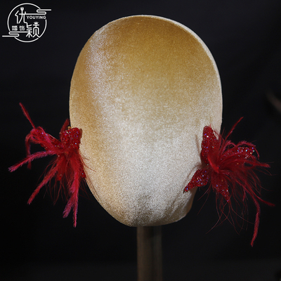 优颖新款新娘头饰红色羽毛蝴蝶结发夹套装结婚礼服头饰造型发饰