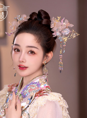 新中式新娘秀禾头饰婚礼龙凤褂